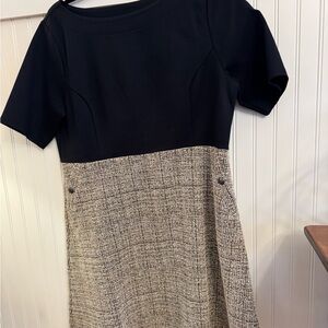 Isaac Mizrahi Black and Tan Tweed Style Dress